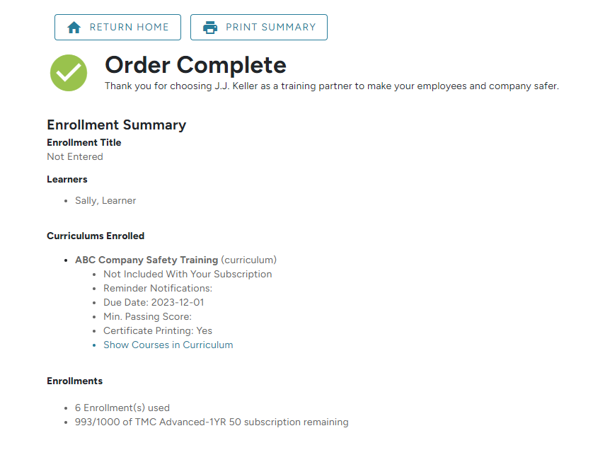 Order Summary