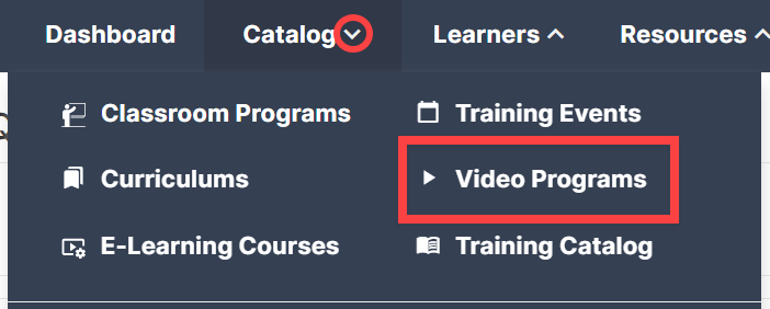 Video Library menu